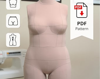 Dress Form Sewing Pattern Size 16: Torso & Cover (PDF Download)