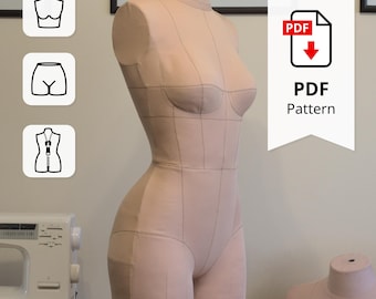 Corset Dress Form Sewing Pattern: Edwardian Torso, Size 14 (PDF Download)