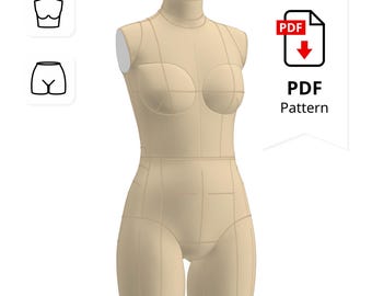 Dress Form Torso Sewing Pattern: Petite Size 0  Height 152 cm/5' (top + bottom)