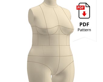 Plus Size Dress Form Cover Sewing Pattern: Size 20 (Digital Download, PDF Instructions)