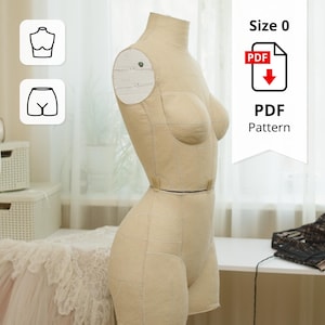 Sewing Pattern for Corset Dress Form Torso Set Size 0 (top + bottom)