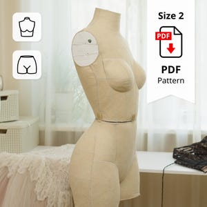 Sewing Pattern for Corset Dress Form Torso Set Size 2 (top + bottom)