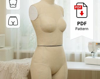 Sewing Pattern for Standard Dress Form Torso Set Size 10 (top + bottom)