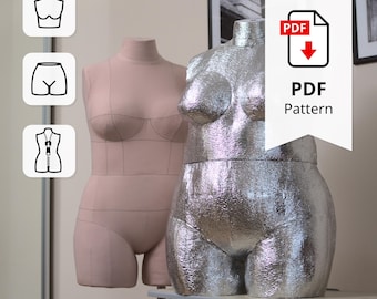 Sewing Pattern for Plus Size Dress Form Set Size 20 (top + bottom + cover)