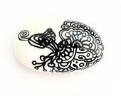 Painted Rock Art - Hand Painted Rocks - Zentangle Doodle Drawing - Rock Painting - Home Decor - Abstract Dragon Art