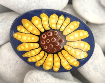 Small Painted Rocks Sunflowers - Hand Painted Rocks - Sunflower Gifts - Flower Painted Rock - Rock Painting - Cute Painted Stone