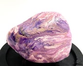 Purple Paint Pour Art Rock - Rock Painting - Rock Collector Gift - Painted Rocks - Painted Rock Art