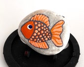 GoldFish Rock Animals - Hand Painted Rocks Ocean Marine - Sea Themed Decor - Painted Rock Animals - Hand Painted Rock - Dotted Rocks