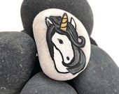 Hand Painted Unicorn Stone - Gray Unicorn Head - Rock Painting - Painted Rocks - Rock Art Painting - Home Decor
