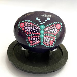 Butterflies Painted on Rocks - Purple Butterfly Rock - Painted Rock Art - Garden Stone - Hand Painted Rocks - Rock Painting