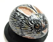 Gray Rabbit Art Rock - Hand Painted Stone Art - Rabbit Gift - Hand Painted Rock - Pet Rabbit Rock - Rock Animals - Easter