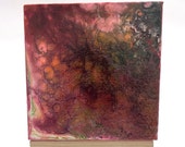 Small Canvas Painting - Hand Painted Canvas - Red Decor - Art Collector Gift - Painted Canvas - Paint Pour Art - Fluid Art Paint