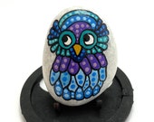 Hand Painted Stone Owl Art Rock - Owl Decor Home Gifts - Dot Painting - Cute Painted Stone - Birds Painted on Rock