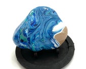 Paint Pour Art Rock - Hand Painted Beach Rock - Rock Painting - Paint Pour Art - Florida Landscape Paintings - Fun Painted Rocks