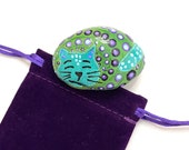 Cat Rock Animals - Cat Owner Gift - Hand Painted - Colorful Painted Rocks for Memorial Cat - Rock Painting - Animals Painted on Rocks