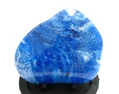 Large Hand Painted Rock - Rock Painting - Blue Decor - Rock Collector Gift - Painted Rocks - Paint Pour Art Rock - Fluid Art Paint Pour
