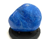 Hand Painted Rock - Rock Painting - Blue Decor - Rock Collector Gift - Painted Rocks - Paint Pour Art Rock - Fluid Art Paint Pour