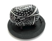 Hand Painted Rocks - Rock Painting - Black and White Zentangle Doodle Drawing - Rock Art Painting - Home Decor