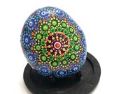 Rainbow Mandala Dot Painting - Yoga Meditation Stone - Yoga Gifts for Women - Hand Painted Rock Art - Meditation Accessories