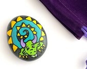 Hand Painted Dragon Rocks - Green Dragon Rock Painting - Dragon Stone - Rock Art Painting - Home Decor