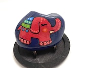 Red Elephant Rock - Hand Painted Rocks - Dotted Rocks - Animal Art Elephant - Hand Painted Rock - Rock Painting - Elephant Gift