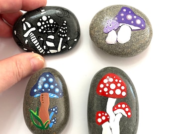 Mushroom Art Rock - Hand Painted Rock Art - Mushroom Rock - Mushroom s - Mushroom Gift - Mushroom Stone Art - Mushroom Home Decor
