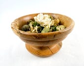 Hand Turned Decorative Wood Bowl - Oak Bowl - Wooden Pedestal Bowl Home Decor - Gift for Him - 4" x 7"
