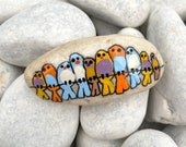 Birds Painted on Rocks - Birds Rock Painting - Cute Painted Stone - Hand Painted Rock Animals - Cartoon Handpainted Rocks