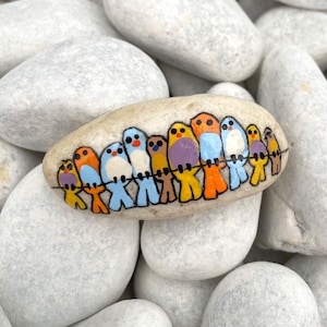 Birds Painted on Rocks - Birds Rock Painting - Cute Painted Stone - Hand Painted Rock Animals - Cartoon Handpainted Rocks