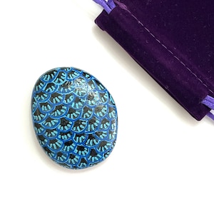 Blue Easter Egg Hand Painted Rocks - Rock Painting - Easter Eggs - Zentangle Easter Decor - Rock Art Painting - Easter Decorations