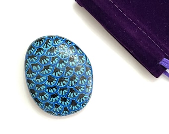 Blue Easter Egg Hand Painted Rocks - Rock Painting - Easter Eggs - Zentangle Easter Decor - Rock Art Painting - Easter Decorations