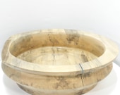 Hand Turned Wood Bowl - Shallow Holly Wood Decorative Bowl - 3.75" High