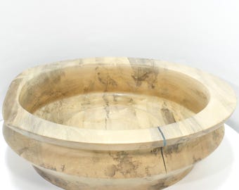 Bol en bois tourné à la main - Bol décoratif peu profond en bois de houx - 3,75" de haut