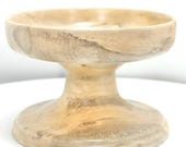 Hand Turned Wood Decorative Bowl or Candle Holder - Holly Pedestal Home Decor - 3.25" High