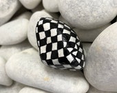Hand Painted Rocks - Rock Painting - Black and White Checkered Decor - Rock Art Painting - Home Decor - Gift for Him