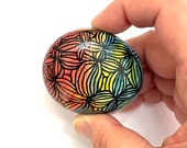 Zentangle Art  Stone - Hand Painted Rock Art - Rock Art Painting - Art Original Abstract - Abstract Art in Primary Colors