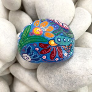 Abstract Art  Stone - Hand Painted Rock Art - Rock Art Painting - Art Original Abstract - Abstract Floral Art in Tropical Colors