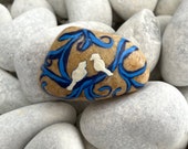 Love Doves - Hand Painted Rocks with Birds for Sale - Love Birds Art Rock - Painted Stone - Bird Painted Rock Animals - Painted Bird Rock