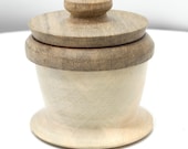 Wood Trinket Box - Hand Turned Wood Decorative Holly Bowl with Black Walnut Lid - 2.5" High
