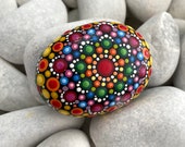 Rainbow Mandala Dot Painting - Yoga Meditation Stone - Yoga Gifts for Women - Hand Painted Rock - Meditation Accessories