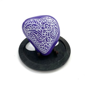 Doodle Heart Painted Rocks - Heart Painting - Hand Painted Rocks - Hand Painted Heart Stone - Rock Art Gift for Her - Cute Painted Stone