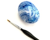 Paint Pour Art Rock - Hand Painted Rock - Rock Painting - Blue Decor - Rock Collector Gift - Painted Rocks - Paint Pour Art Rock