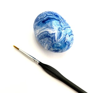 Paint Pour Art Rock - Hand Painted Rock - Rock Painting - Blue Decor - Rock Collector Gift - Painted Rocks - Paint Pour Art Rock