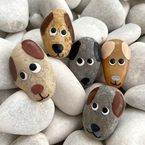 Set of Five Painted Dog Rocks Hand Painted Rocks Dogs Fun