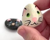 Set of Two Cat Painted Rock - Hand Painted Rocks Cats - Painted Cat Rocks - Rock Cat - Painted Rocks for Sale Set - Gifts for Pets