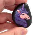 Hand Painted Unicorn Stone - Pink Unicorn Head - Rock Paintings - Painted Rocks - Rock Art Painting - Home Decor