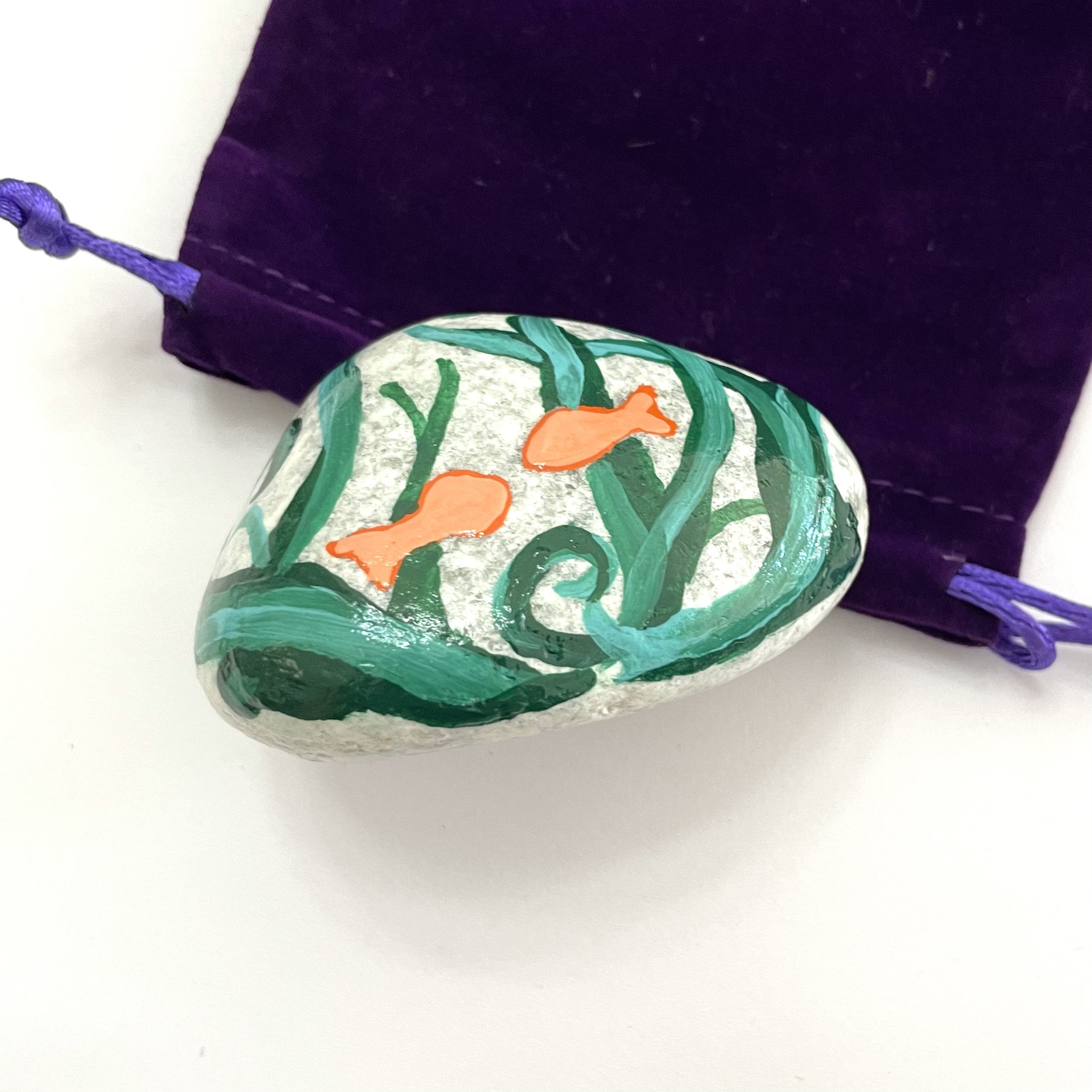 Fish Hand Painted Rock Beach Theme Wedding Gift Art Rock Fish Painted ...