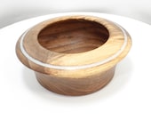 Hand Turned Decorative Wood Bowl - Black Walnut Bowl - Mother of Pearl Inlay - 2" x 5"