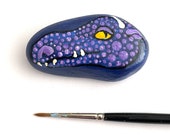 Hand Painted Purple Dragon Rocks - Rock Painting - Small Dragon Stone - Purple Dragon Head - Rock Art Painting - Collectible Home Decor