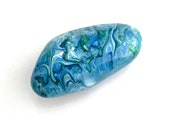 Paint Pour Art Rock - Hand Painted Rock - Rock Painting - Blue and Green Decor - Rock Collector Gift - Painted Rocks - Fluid Art Paint Pour